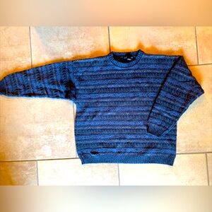 Coogi style XL men’s crew Pullover Sweater Blue Textured Biggie. Vintage Beene